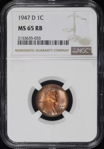 1947-D Lincoln Wheat Cent NGC MS-65 RB - Toned!
