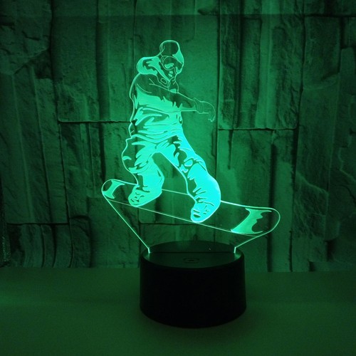 7 Color Changing 3D Snowboarding Night Light LED Desk Lamp Touch Room Decor Gift - Picture 6 of 11