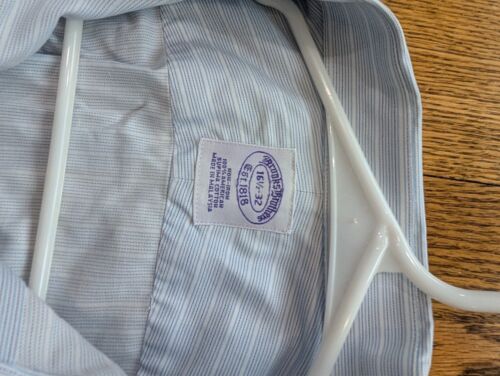 Brooks Brothers Dress Shirt 1818 ButtonUp Mens Cuff Sleeve 16.5-32 - Picture 2 of 4