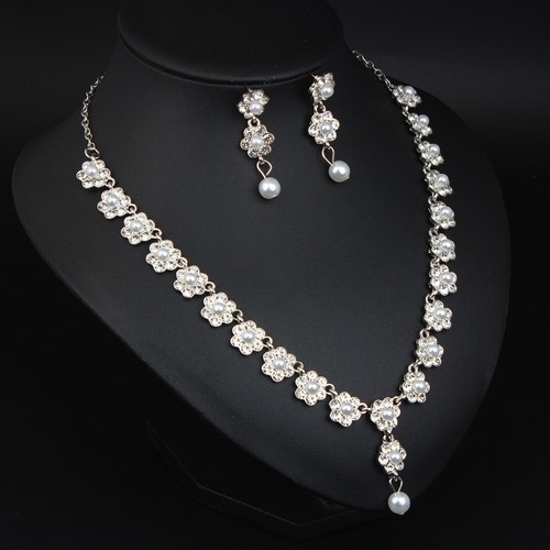 Vintage Women Crystal Rhinestone Choker Necklace Earrings Jewelry Set Statement - Picture 31 of 37