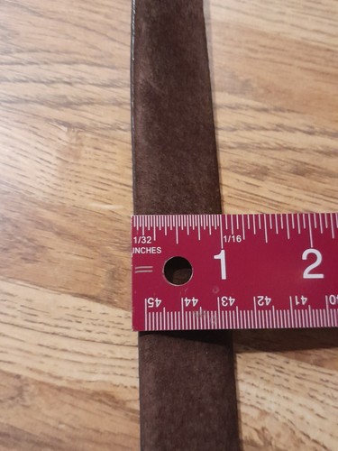 Unisex belt L/XL 40"-44" brown suede 1 inch wide Suede covered buckle - Picture 8 of 9