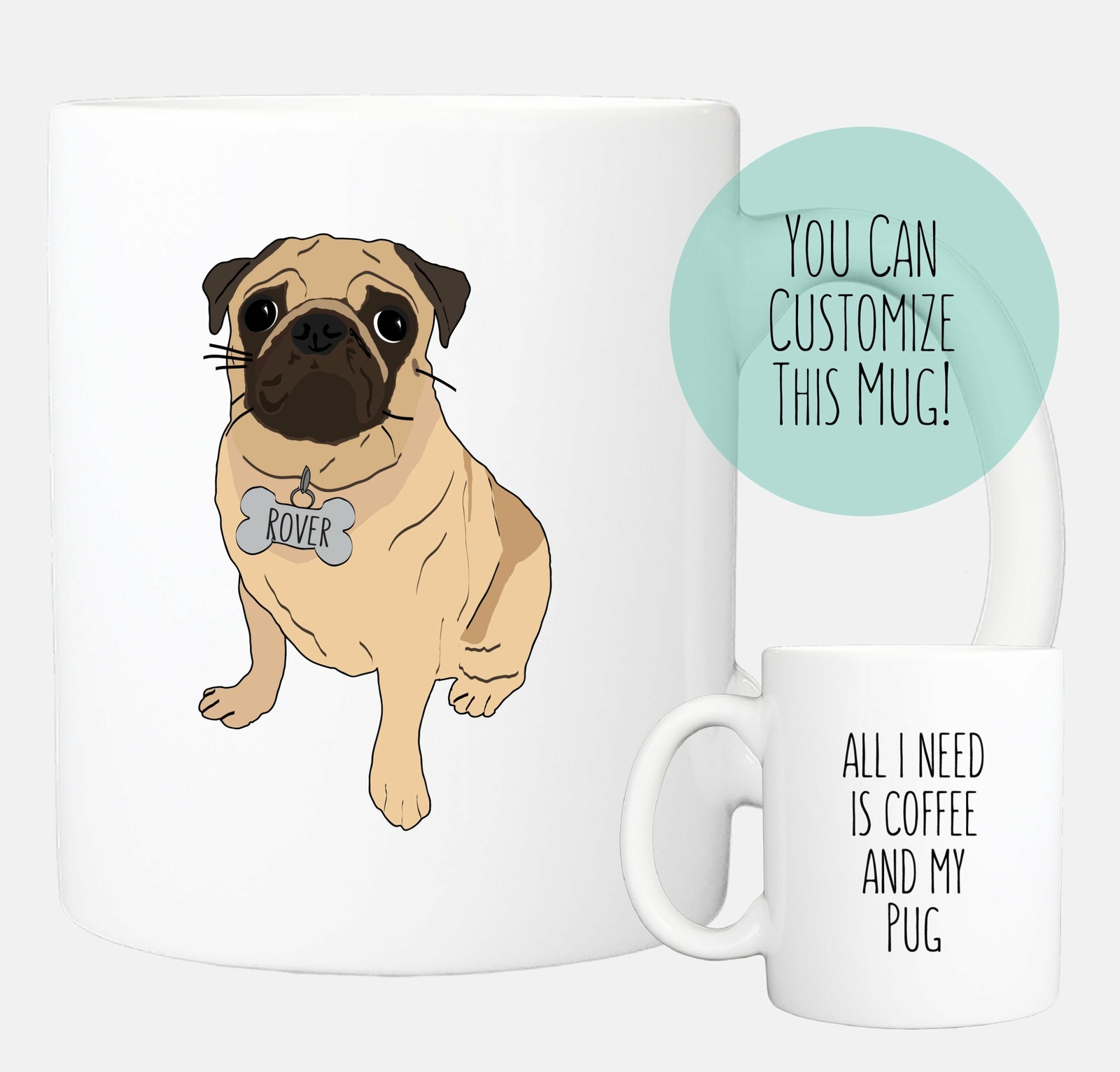 Pug Mug Pug Pug Mom Mug Personalized Mugs Dog Lover Gifts Dog Dad Fathers Day