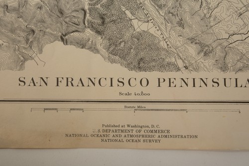 San Francisco Peninsula (PSTR-41) Poster Stampa Mappa (JSF6) Vintage B&W 1976 - Foto 3 di 11