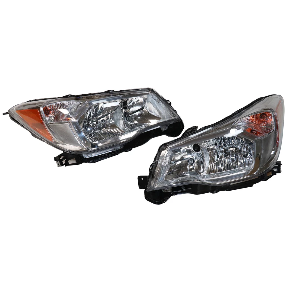 1 Pair Headlights For Forester Subaru 2014 2015 2016 Headlight with Chrome Bezel Foto 3 de 4