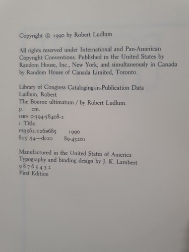 The Bourne Ultimatum by Robert Ludlum (Hardback 1990) Jason Bourne Fiction Novel - Picture 3 of 9