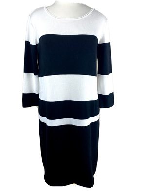AB Studio Black White Knit Mini Dress S Color Block Straight Cut 3/4 Sleeves | eBay AB Studio Black White Knit Mini Dress S Color Block Straight Cut 3/4 Sleeves | eBay