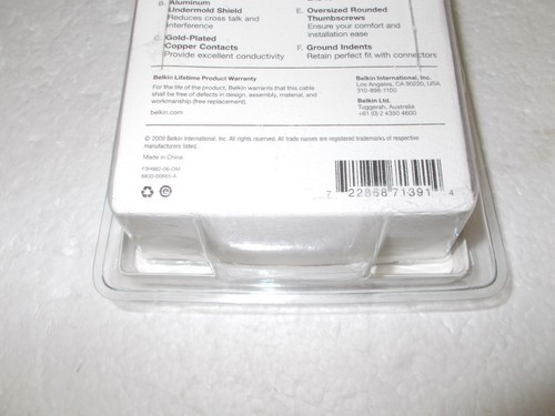 Cable de video BELKIN VGA/SVGA 6 pies NUEVO - Imagen 3 de 3