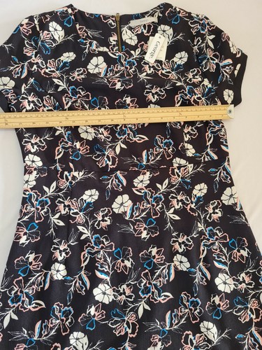 Ladies Dress George Size 12 Short Sleeve Zip Back Black Mix 7686 - Picture 8 of 12