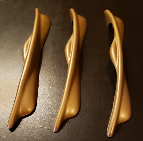 3 tirones de cajón de latón de oro elegante MCM de colección 7 1/8"" de largo 4,5"" restaurados - Imagen 7 de 24