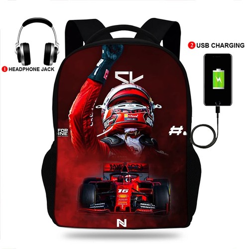 USB Ladegerät Schultaschen Charles Leclerc Druck Rucksack Laptop Tasche Rucksack - Bild 2 von 29