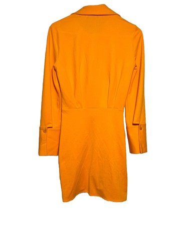 Zara Women's dress orange XS collared side zip 1/2 buttons faux wrap stretch NWT - Picture 8 of 13