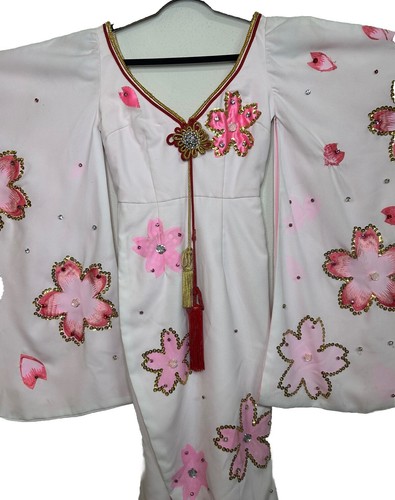VTG Asian Kimono Wedding Dress Handmade Floral Sequins & Gemstones Shenango Rare - Picture 22 of 24