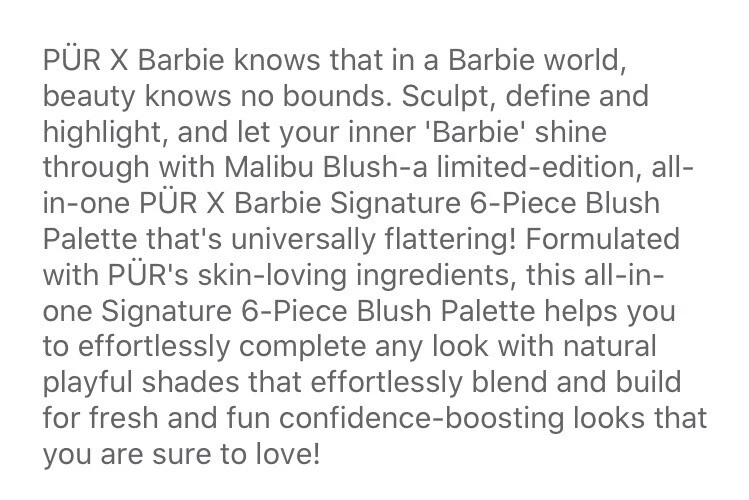 Paleta de rubor Pur Cosmetics x Barbie Malibu nueva 2020 Foto 4 de 4