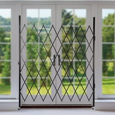 Folding Security Gate 7.2ft x 6.5ft Wall Mount Single Folding Door Scissor Gate