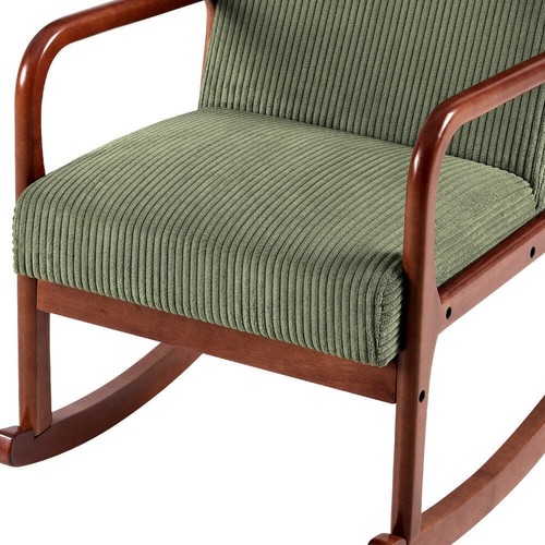 Artiss Rocking Armchair Nursing Chair Corduroy Green - Picture 5 of 7