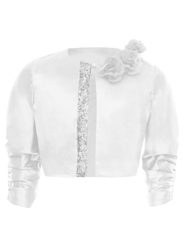 Kid Girls Coat Stylish Bolero Sparkly Jacket Sweet Decorated Coat Soft Elegant - Picture 44 of 67