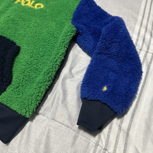 Polo Ralph Lauren Toddler Boys Sherpa Fleece Hoodie Colorblock Sz M 10/12 - Picture 7 of 10