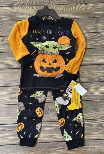 Star Wars Trick Or Treat Baby Yoda 2 Piece Halloween Pajama Set Size 4 - Picture 1 of 4