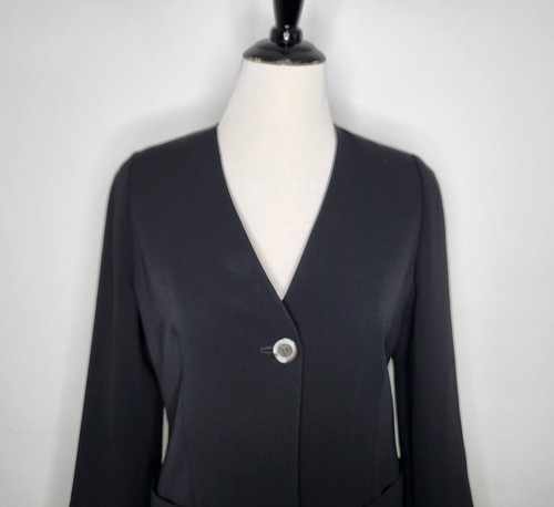 MAX MARA Jacket Women's Size US6 EU38 V-neck Collarless One Button Blazer Black - Picture 2 of 10