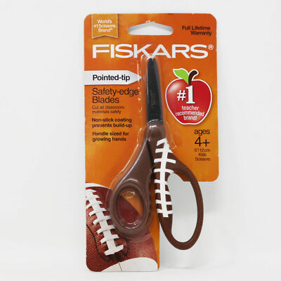 Fiskars Football Classroom Safety- Edge Blades, Pointed tip Scissors 5'' Ages 4+