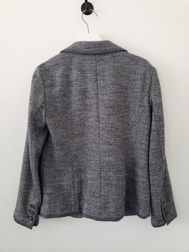 NEU Ann Taylor LOFT Größe Small grau Fischgrätmuster Baumwolle Wolle 2 Knöpfe Blazer neu ohne Etikett - Bild 3 von 21