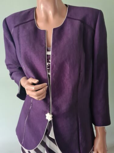 Dry Cleaned Jaques Vert 16 Purple Stripe Special Occasion Maxi Dress & Jacket - Picture 9 of 14