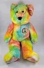Ty Dyed Peace Bear Ty Beanie Buddy Retired Plush Toy 1999 15”