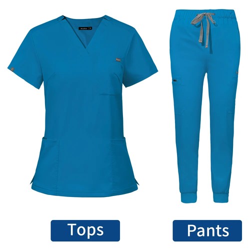 Kurzarm Peelings chirurgische Krankenpflege Uniformen Krankenschwester Frauen V-Ausschnitt Tasche Arbeitskleidung - Bild 33 von 33