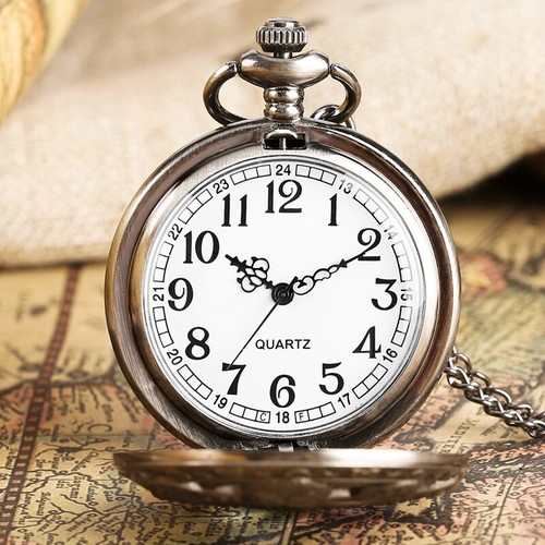 Collana orologio da tasca retrò polpo cavo mezzo cacciatore quarzo per bambini uomo donna - Foto 6 di 9