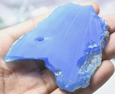 Untreated 186.5 Ct Natural Chalcedony Deep- Blue Translucent Superb Rough Slab