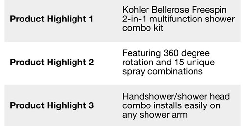 Kohler Bellerose  Shower head & Hand shower Freespin 360  2-in-1 Dual Chrome - Picture 9 of 9