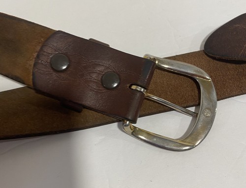 Mens Belt Western Brown Leather Vtg M / L 34” to 39” - Bild 10 von 12