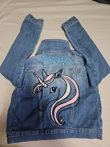 Girls Denim Jacket Size Medium  7/8 - Picture 1 of 6