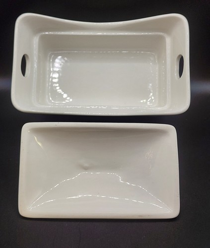 Blue Harbor Porcelain White Butter Dish With Lid, Modern 4.75x2.75x2.5 inches - Picture 9 of 14