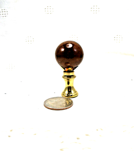 Lamp Finial Amber Glass Ball Brass Fitting Standard Thread 9AB - Picture 4 of 5