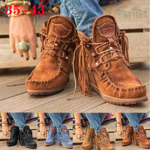 Women's Moccasin Boots Flat Suede 