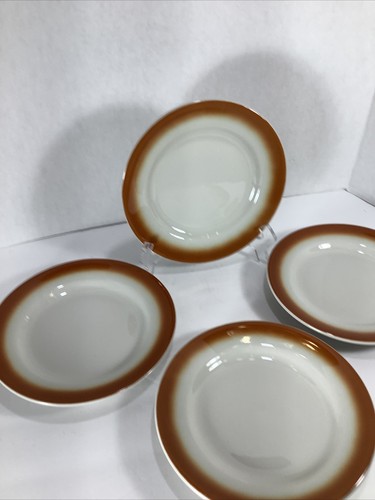 4er Set ~ Sterling China 7" Runde Elfenbein/Orange Airbrush Beilagen/Dessertteller - Bild 5 von 12