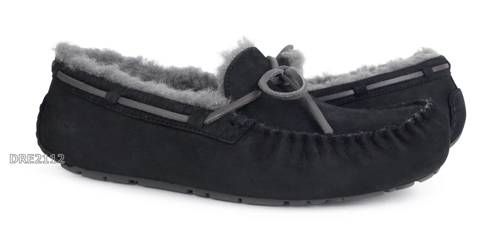 Pantofole da uomo UGG Olsen pelle opaca pelliccia nera taglia 9 *nuove con scatola*