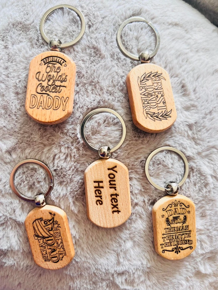 Custom Engraved names and shape Wood Key Chain - Personalized Wooden Key Chain - Image 3 of 4