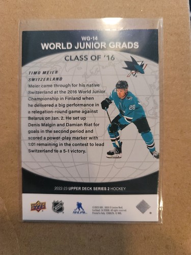2022-23 Upper Deck #WG-14 Timo Meier World Junior Grads San jose Sharks - Picture 2 of 2