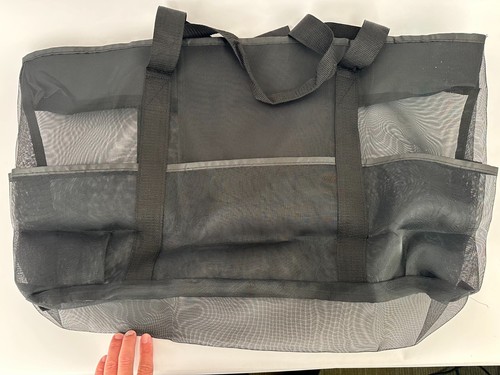 28"x15" Extra Large Summer Beach Mesh Bag Tote w/Zipper & 8 Pockets XL Sandproof - Picture 6 of 8