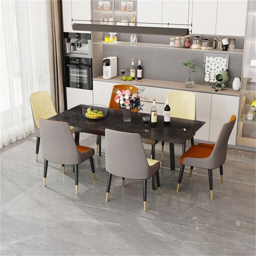 FATIVO Kitchen Extendable Dining Table Stretchable 130-160cm Marble Leaf Tables - Picture 72 of 101