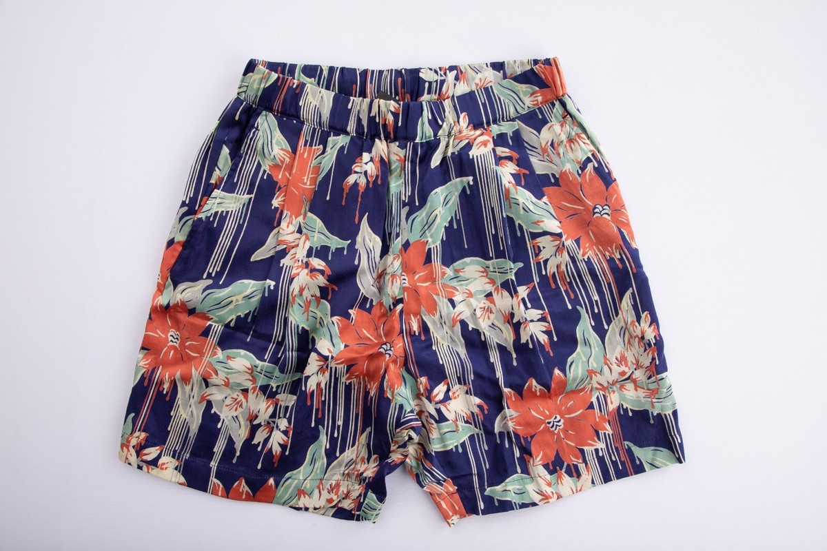 パンツ CHRISTIAN DADA LIQUIDATED ALOHA SHORTS New $165 CHRISTIAN DADA Blue Liquidated Aloha Cupro Cotton