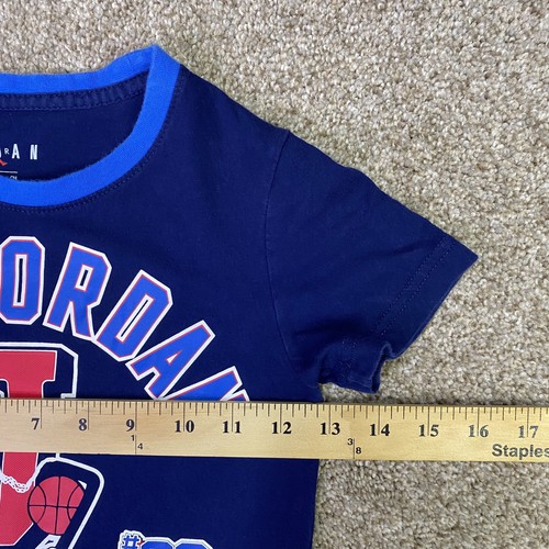 Air Jordan Shirt Boys S 4-5 Years Navy Red Short Sleeve Jumpman 23 J Basketball - Picture 4 of 16