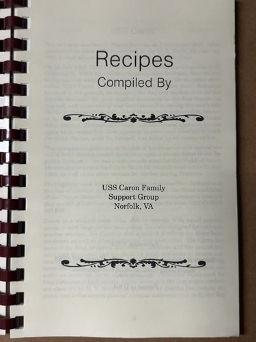 Vintage USS Caron Family Cookbook Recipe Collection Norfolk VA Plus 2 Blank Book - Foto 2 di 6