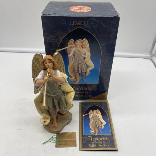 Fontanini LEMUEL Engel *Künstler signiert* mit Horn Krippendorf 1999 61/2" 65301