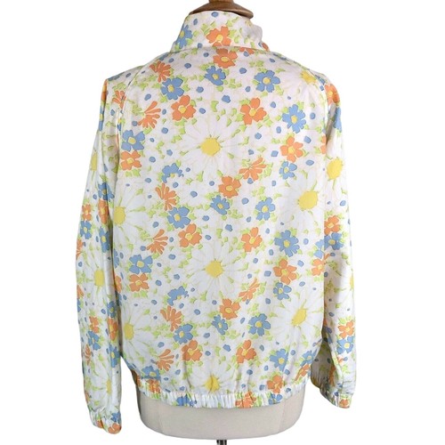 Lizgolf Soft Windbreaker Pullover Jacket Floral SzLarge Kangaroo Pockets Vintage - Picture 2 of 12