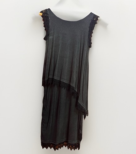 DKNY Jeans Asymmetrical Cape and Hem Mini Dress Grey/Black Sleeveless Size S - Bild 2 von 6