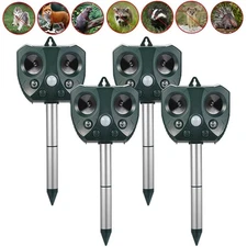 4PCS  Animal Repeller Ultrasonic Solar Power Outdoor Pest Cat Mice Sensor PIR US