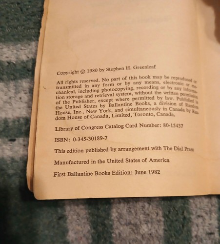 Death Bed ~ Stephen Greenleaf ~ 1982 1st Ballantine PB - Picture 2 of 4